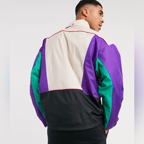 Reebok CL F Trail Jacket Size Small Colorblock Oversized Fit Anorak Regal Purple - Picture 2 of 16